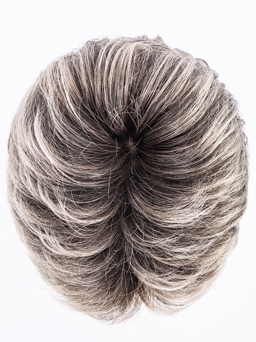 SALT/PEPPER ROOTED 39.60.44 | Darkest and Dark Brown with Grey and Pearl White Blend with Shaded Roots