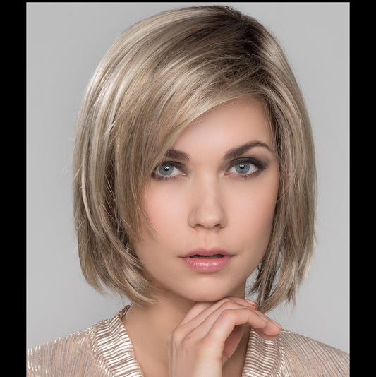 SMOKE-HIM MONO by ELLEN WILLE in SANDY BLONDE ROOTED | Medium Honey Blonde, Light Ash Blonde, and Lightest Reddish Brown blend with Dark Roots