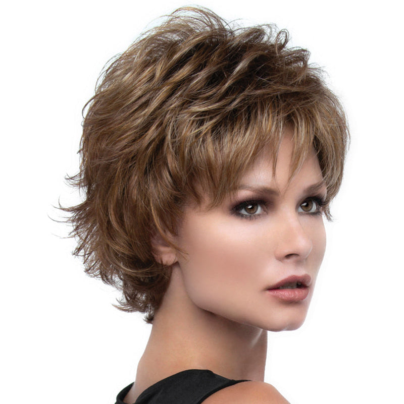 model wearing short spiky wig