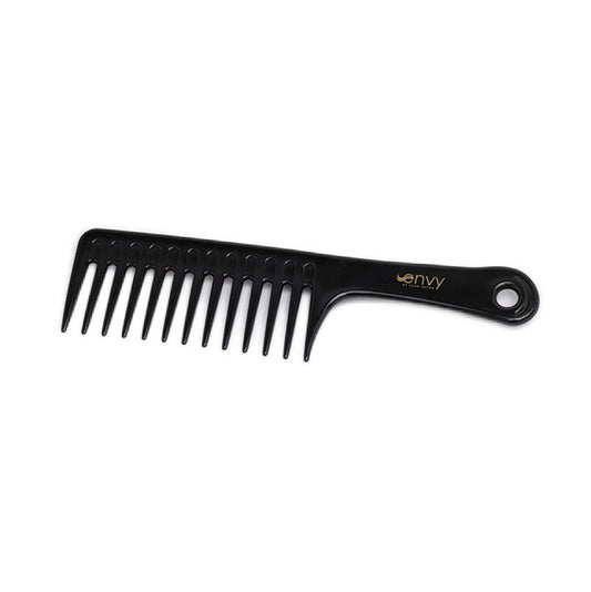 Black envy wigs comb against white background