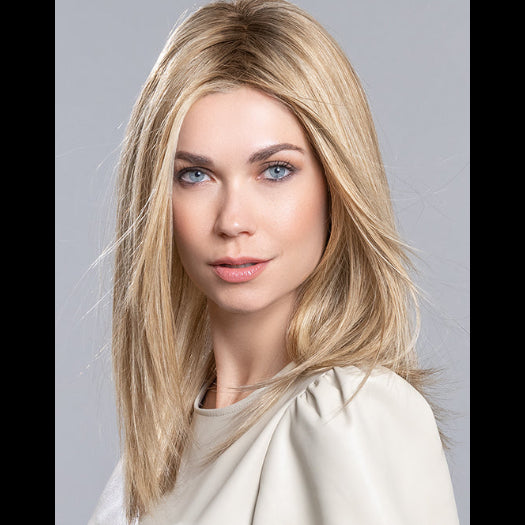 DREAM by ELLEN WILLE in SANDY BLONDE ROOTED 22.16.25 | Light Neutral Blonde, Medium Blonde, and Lightest Golden Blonde blend with dark shaded roots   