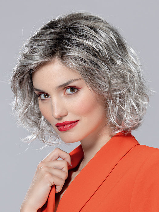 GIRL MONO by ELLEN WILLE in STONE GREY ROOTED 56.60.58 | Lightest Brown and Pearl White with Black/Dark Brown and Grey Blend with Shaded Roots