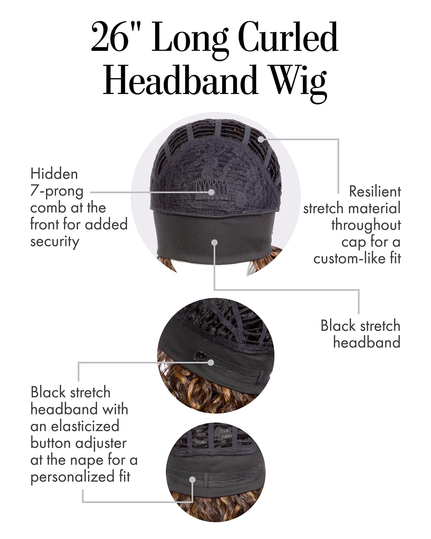 Kim Kimble 26" Long Curled Headband Wig