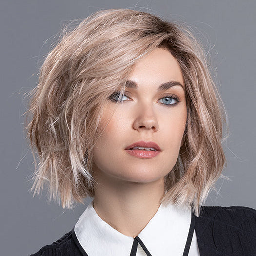 LIA II by ELLEN WILLE in CANDY BLONDE ROOTED 101.27.60 | Pearl Platinum, Dark Strawberry Blonde and Pearl White Blend with Dark Shaded Roots