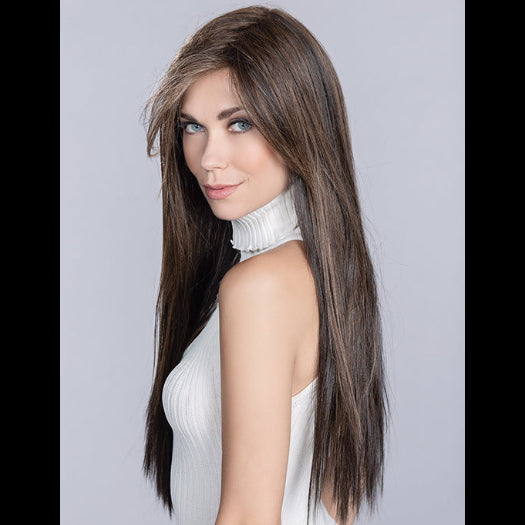 LOOK by ELLEN WILLE in NOUGAT LIGHTED 830.6.16 | Medium Brown and Light Auburn Blend with Dark Brown and Medium Blonde Highlights Throughout and Concentrated in the Front 