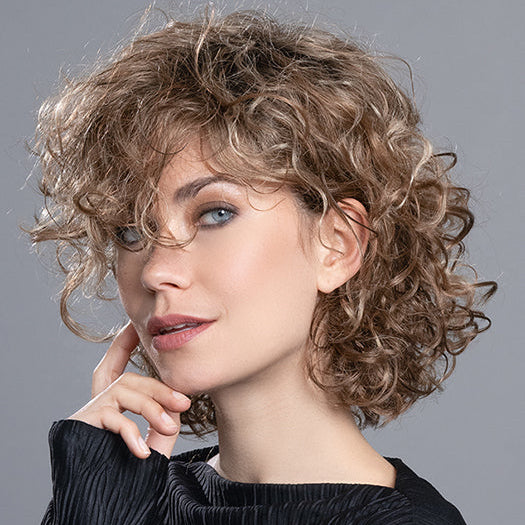 LOOP by ELLEN WILLE in TOBACCO ROOTED 9.27.26 | Medium Warm Brown, Dark Strawberry Blonde, and Light Golden Blonde blend with Dark Shaded Roots