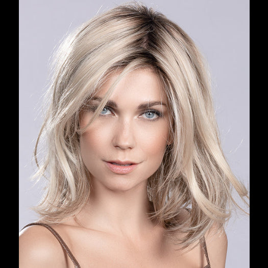 MELODY by ELLEN WILLE in CHAMPAGNE ROOTED 24.25.20 | Light Ash Blonde with Lightest Golden Blonde and Light Strawberry Blonde Blend and Shaded Roots
