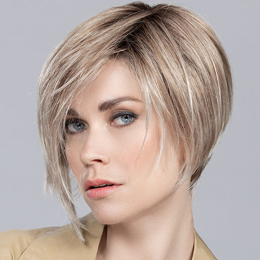 RICH MONO by ELLEN WILLE in PEARL BLONDE ROOTED 49.101.14 | Dark Ash Blonde Blended with Grey and Pearl Platinum and Medium Ash Blond Blend with Shaded Roots