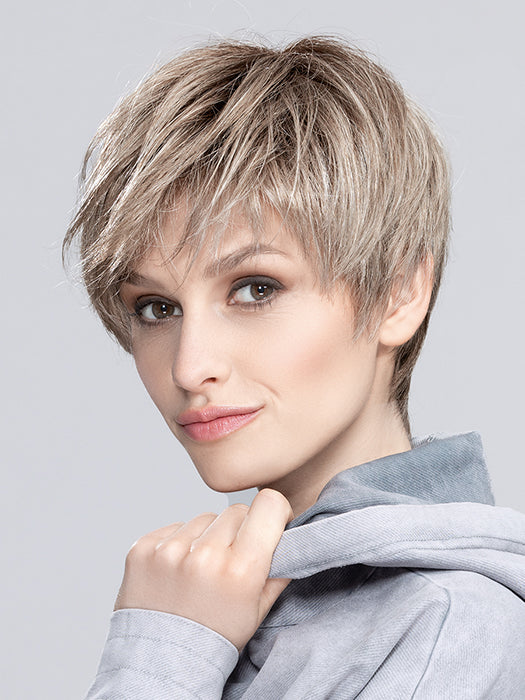 SEVEN MONO PART by ELLEN WILLE in PEARL BLONDE ROOTED 101.14.16 | Pearl Platinum, Medium Ash Blonde and Medium Blonde Blend with Shaded Roots