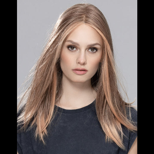 SLEEK by ELLEN WILLE in POWDER BLONDE TIPPED | Light Brown and  Lightest Ash Blonde with Red Violet Blended with Pale Pink and Lighter Tipped Ends