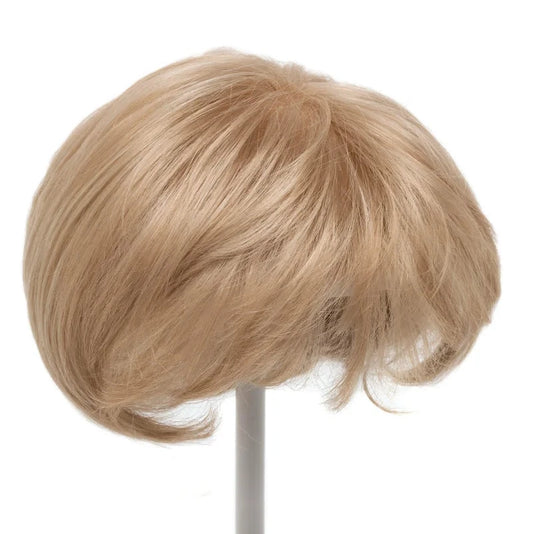 blonde wedge topper on wig stand