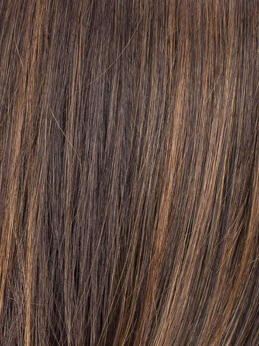 COFFEE BROWN LIGHTED 8.60.20 | Medium Brown and Dark Brown with Light Strawberry Blonde Blend with Highlights Throughout and Concentrated in the Front