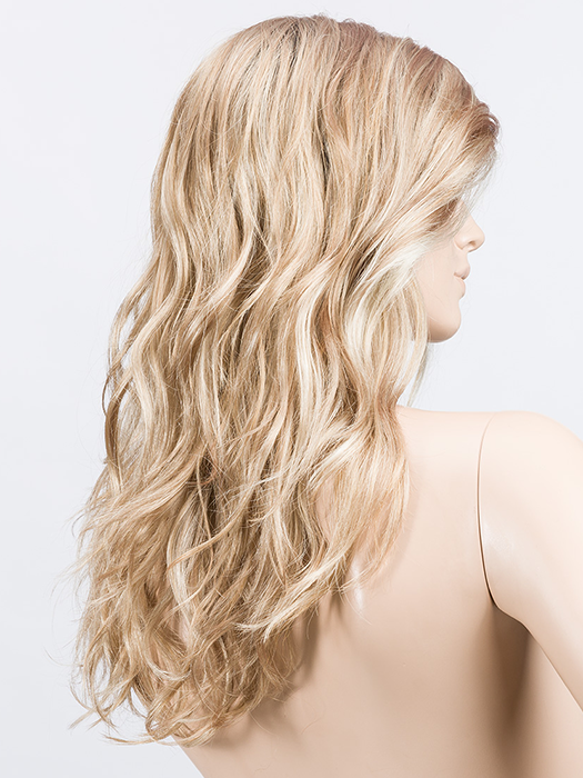CARAMEL LIGHTED 20.26.19 | Light Strawberry Blonde and Light Golden Blonde with Light Honey Blonde Blend with Highlights Throughout and Concentrated in the Front with Shaded Roots