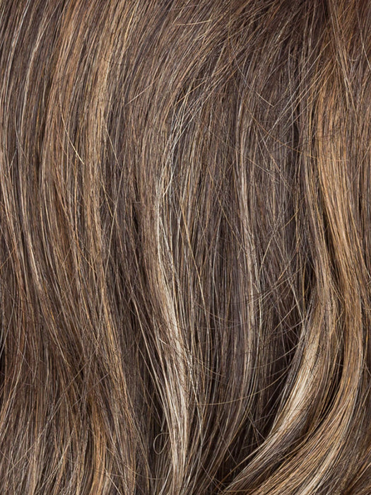 COFFEE BROWN LIGHTED 8.6.20 | Medium Brown and Dark Brown with Light Strawberry Blonde Blend with Highlights Throughout and Concentrated in the Front