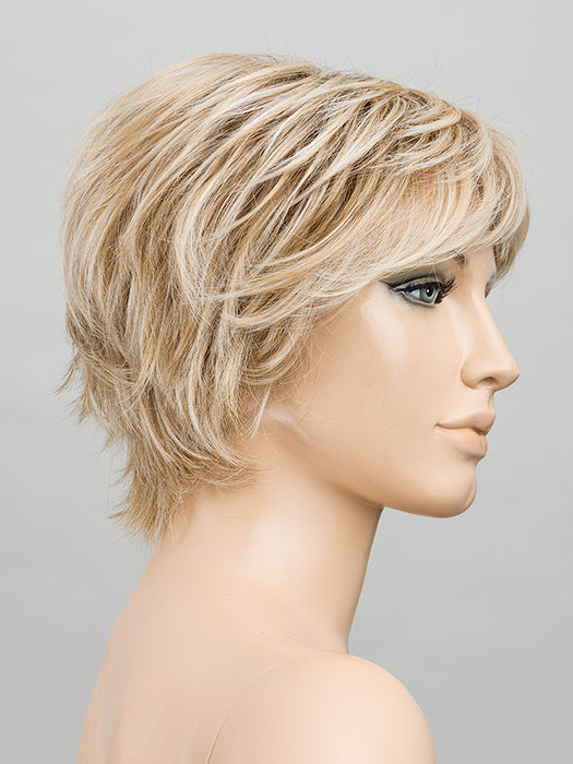 SANDY BLONDE LIGHTED 16.20.22 | Medium Blonde and Light Strawberry Blonde with Light Neutral Blonde Blend with Highlights Throughout and Concentrated in the Front and Shaded Roots