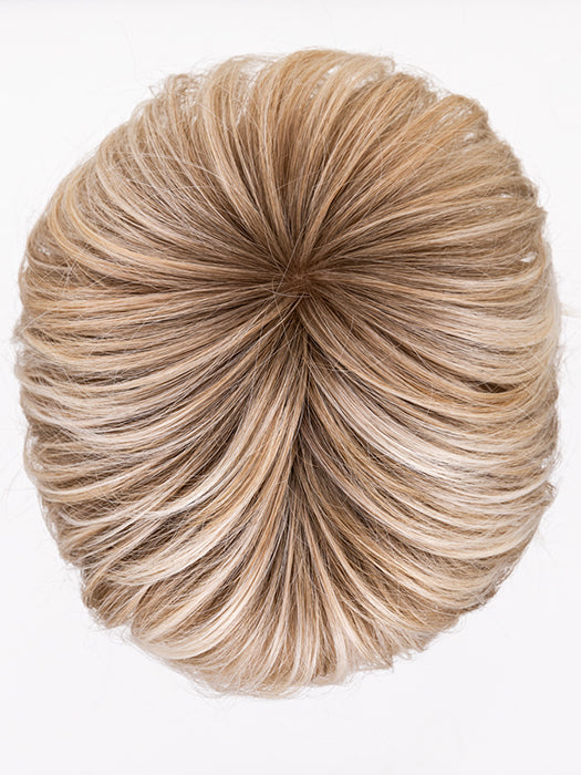 SANDY BLONDE LIGHTED 16.20.22 | Medium Blonde and Light Strawberry Blonde with Light Neutral Blonde Blend with Highlights Throughout and Concentrated in the Front and Shaded Roots