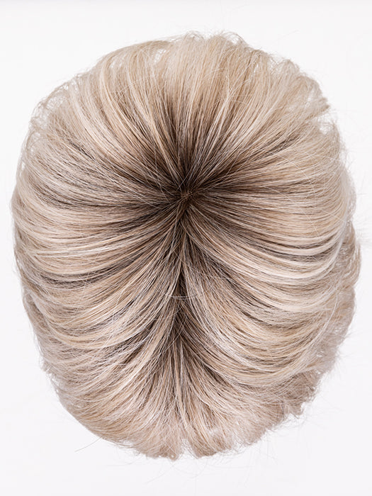 SILVER BLONDE ROOTED60.23.58 | Pearl White and Lightest Pale Blonde Mixed with Dark and Lightest Brown with Grey Blend and Shaded Roots 