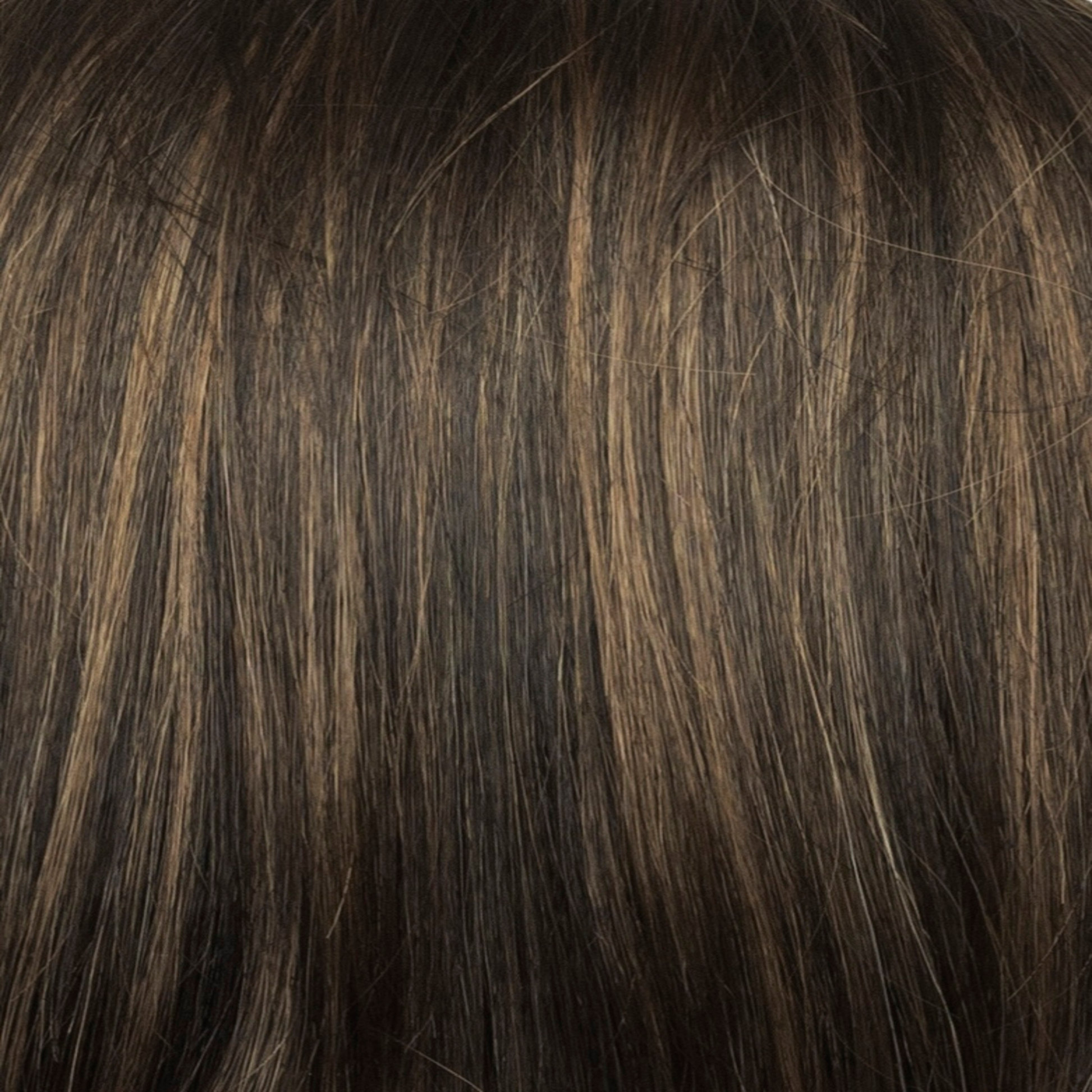 Brown Sable  -  A neutral medium brown base with cool light brown highlights. With face-framing strands, this will brighten any complexion.