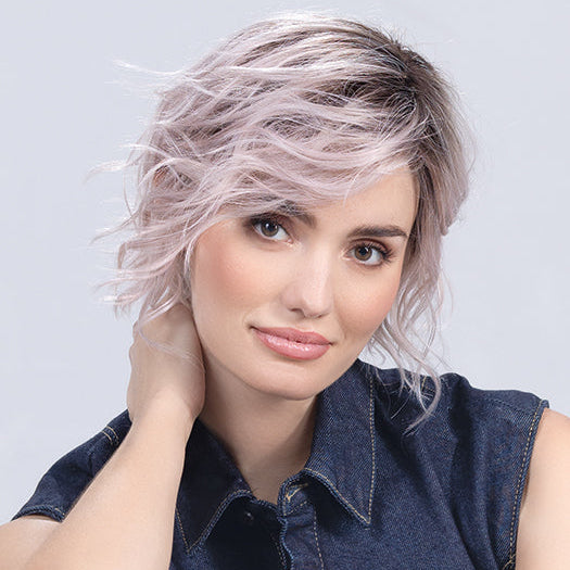 COOKIE by ELLEN WILLE in PASTEL ROSE ROOTED  | Pearl Platinum and Lightest Ash Blonde with Rose Pink Blend and Shaded Roots