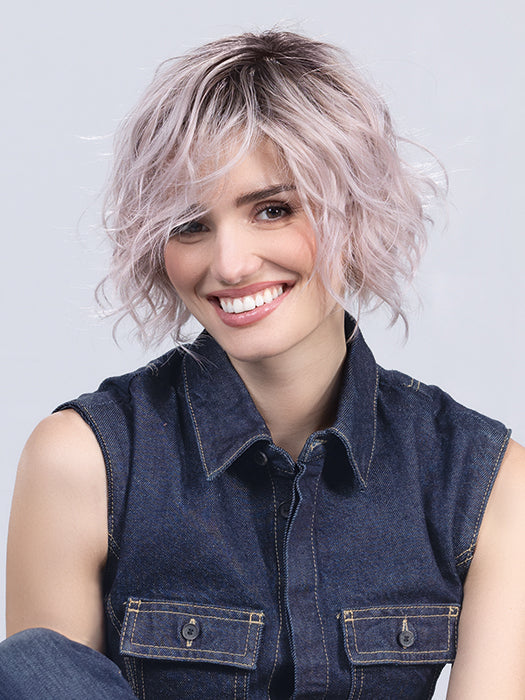 COOKIE by ELLEN WILLE in PASTEL ROSE ROOTED  | Pearl Platinum and Lightest Ash Blonde with Rose Pink Blend and Shaded Roots