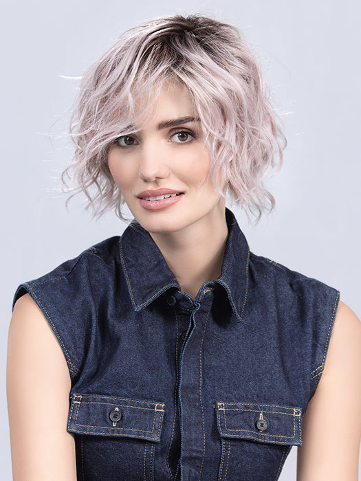 COOKIE by ELLEN WILLE in PASTEL ROSE ROOTED  | Pearl Platinum and Lightest Ash Blonde with Rose Pink Blend and Shaded Roots