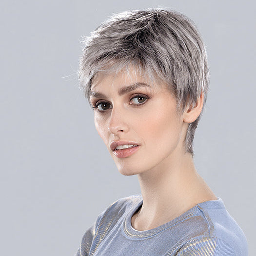 DEBBIE by Ellen Wille in METALLIC GREY ROOTED 60.51 | Pearl White, Darkest/Lightest Brown with Grey Blend with Shaded Roots