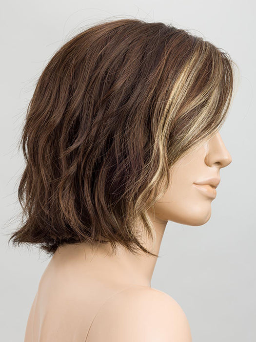 COFFEE BROWN LIGHTED 8.6.26 | Medium Brown with Dark Brown and Light Golden Blonde with Highlights Throughout and Concentrated in the Front
