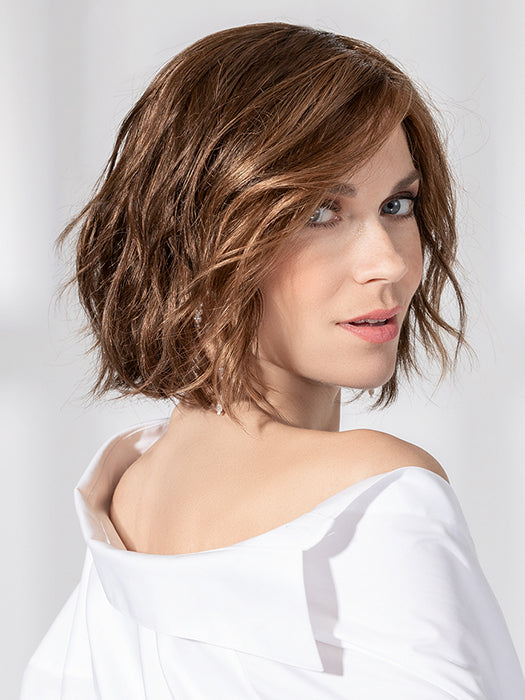 CHOCOLATE LIGHTED 830.27 | Medium Brown Blended with Light Auburn and Dark Strawberry Blonde with Highlights Throughout and Concentrated in the Front