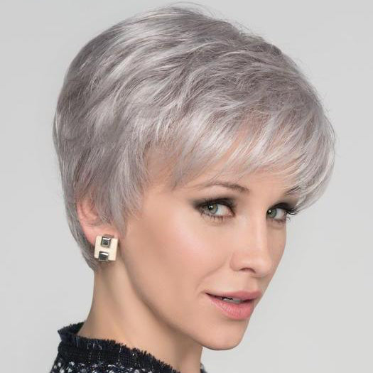 CARA SMALL DELUXE by ELLEN WILLE in SNOW-MIX | Pure Silver White with 10% Medium Brown & Silver White with 5% Light Brown blend
