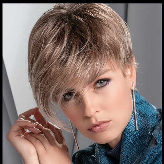 AVOLA by ELLEN WILLE in DARK SAND SHADED 27.22.8 | Dark Strawberry Blonde and Light Neutral Blonde with Medium Brown Blend and Shaded Roots