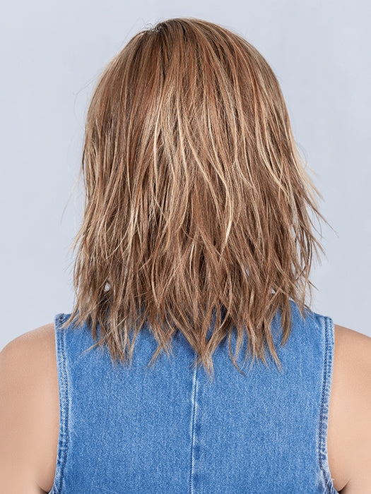 FLOW by Ellen Wille in LIGHT BERNSTEIN ROOTED 12.26.27 | Lightest Brown, Light Golden Blonde, and Dark Strawberry Blonde Blend with Shaded Roots