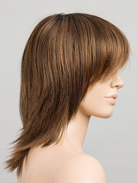 CHOCOLATE LIGHTED 830.6.27 | Dark and Medium Brown Blended with Light Auburn Brown and Dark Strawberry Blonde with Highlights Throughout and Concentrated in the Front with Shaded Roots