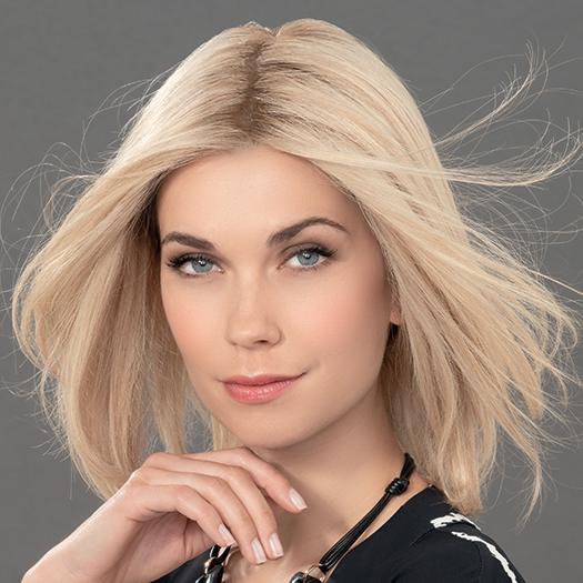 MATRIX by ELLEN WILLE in CHAMPAGNE ROOTED 22.26.20 | Light Neutral Blonde and Light Golden Blonde with Light Strawberry Blonde Blend with Shaded Roots