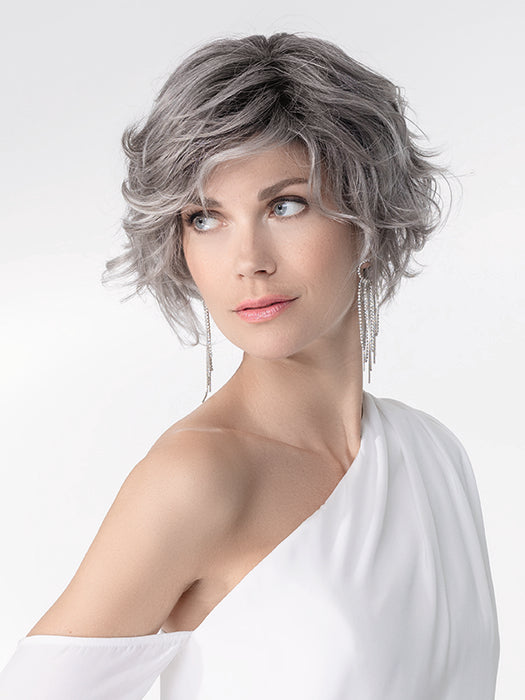 ROMANCE DELUXE in METALLIC GREY ROOTED 51.60 | Black/Dark Brown and Lightest Brown with Pearl White and Grey Blend with Shaded Roots