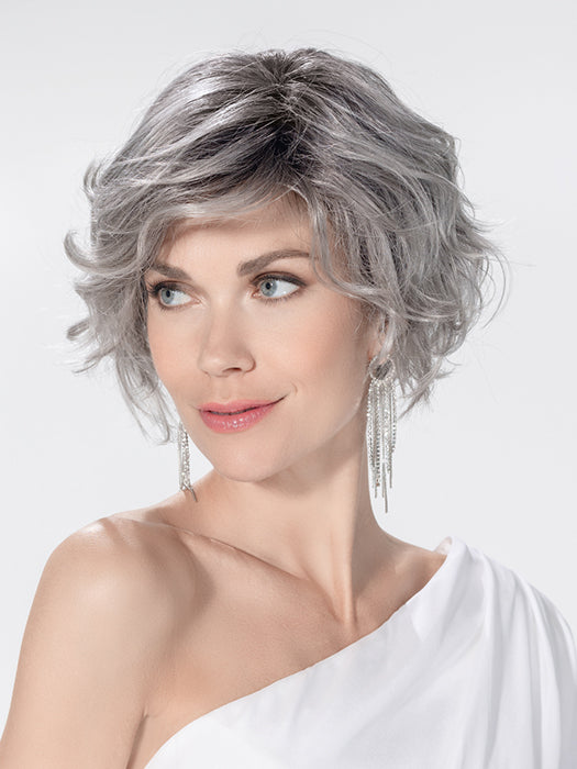 ROMANCE DELUXE in METALLIC GREY ROOTED 51.60 | Black/Dark Brown and Lightest Brown with Pearl White and Grey Blend with Shaded Roots