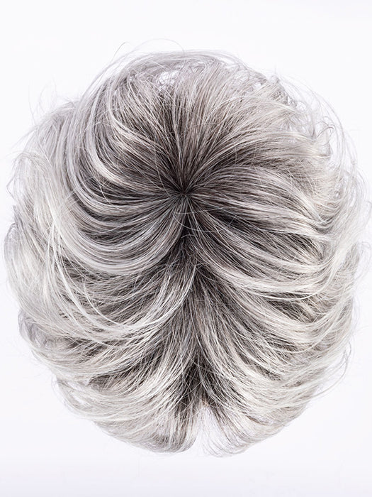 METALLIC GREY ROOTED 60.44 | Darkest and Dark Brown with Grey and Pearl White Blend with Shaded Roots