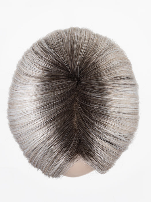 SILVER BLONDE ROOTED 60.23 | Pearl White and Lightest Pale Blonde Mixed with Dark and Lightest Brown with Grey Blend and Shaded Roots 
