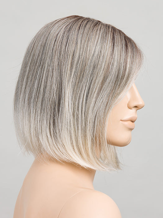 METALLIC BLONDE TIPPED 51.60.101 | Black/Dark Brown/Lightest Brown and Pearl White and Pearl Platinum with Grey Blend and Lighter Tipped Ends and Shaded Roots